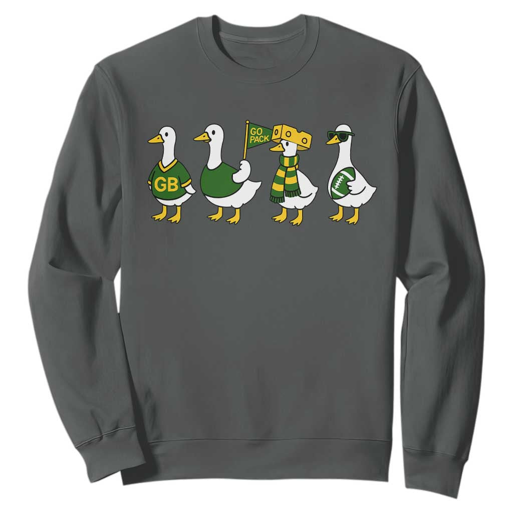 Vintage Green Bay Goose Sweatshirt Funny Silly Gooses Football TS10 Dark Heather Print Your Wear