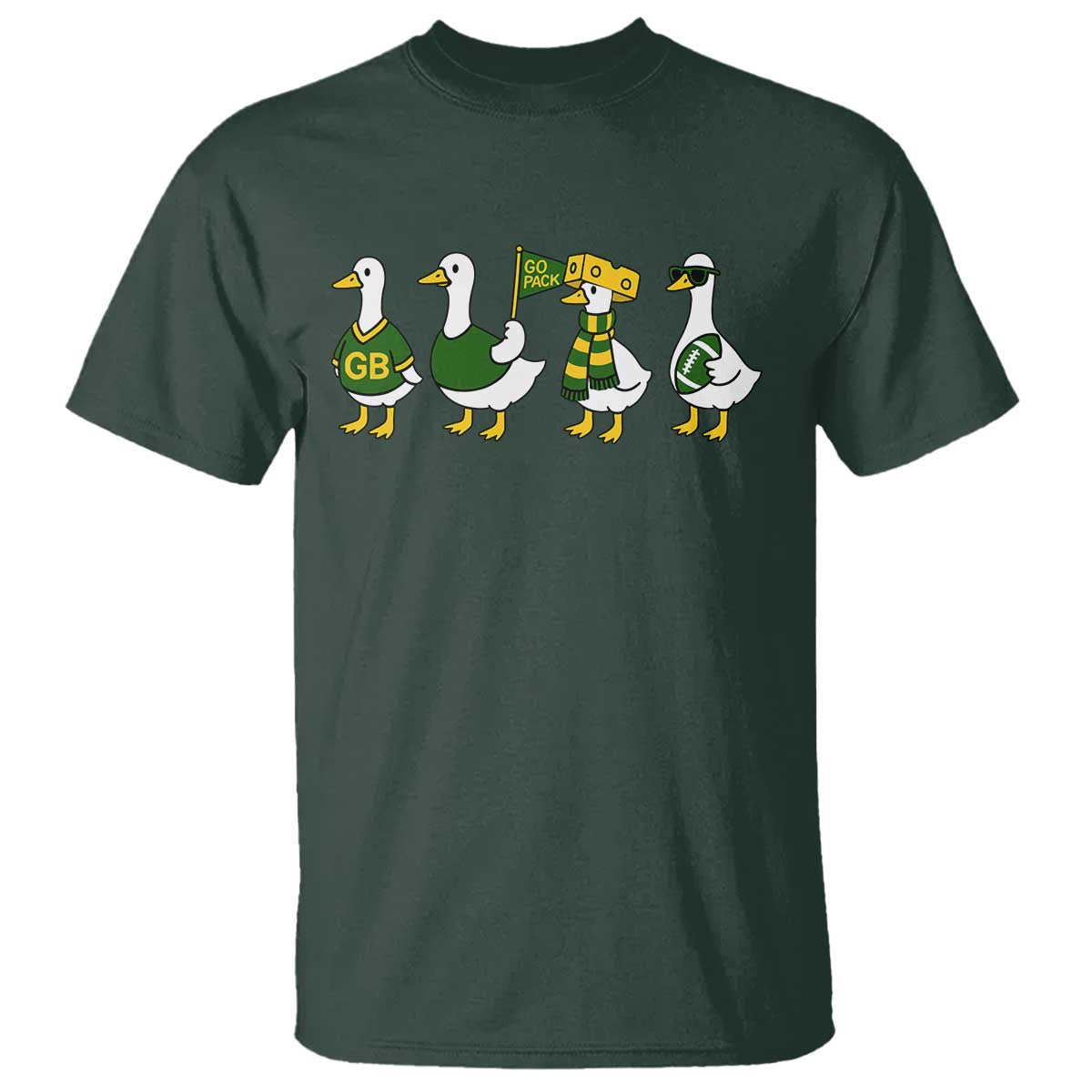 Vintage GB Goose T Shirt Funny Silly Gooses Football TS10 Dark Forest Green Print Your Wear