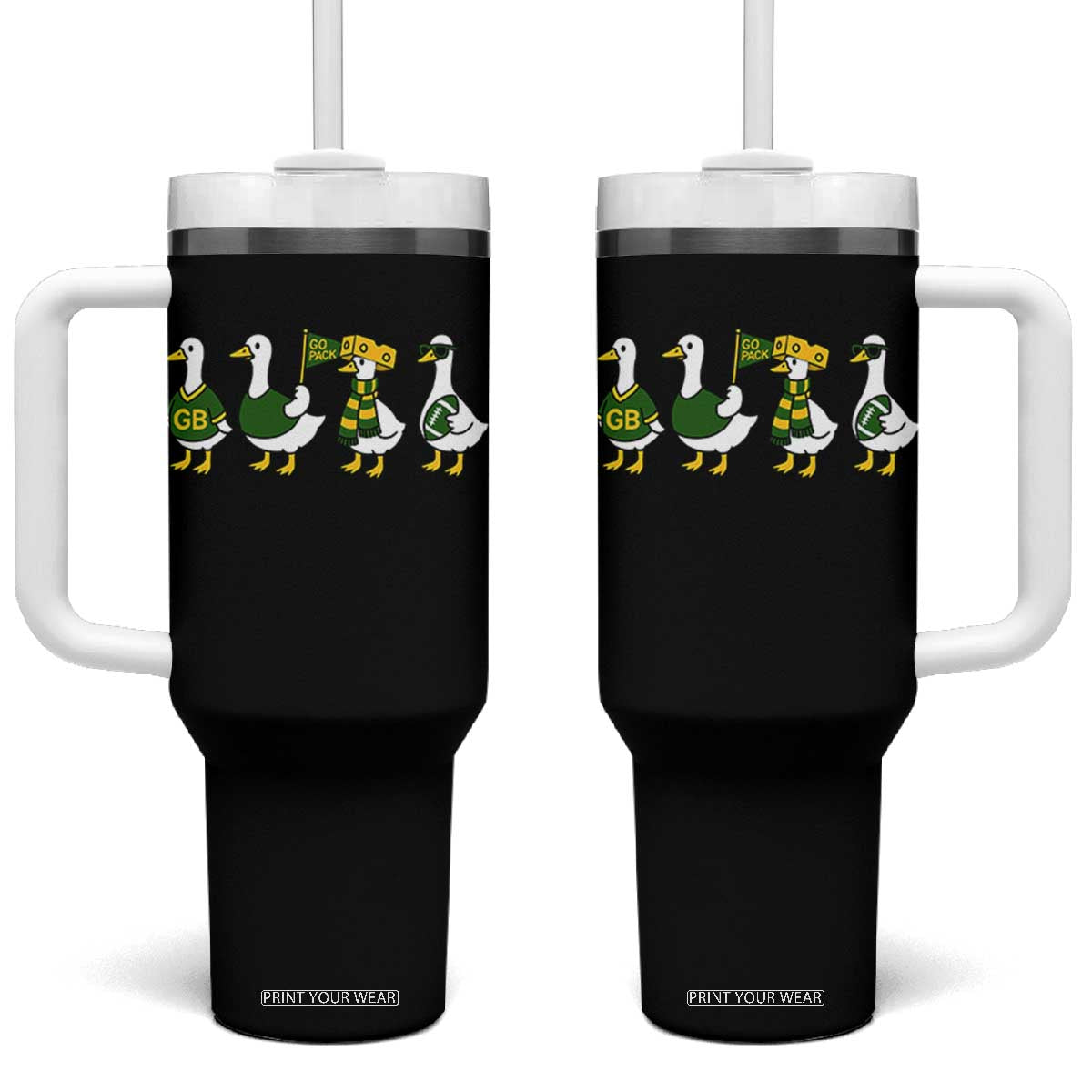 Vintage Green Bay Goose Tumbler With Handle Funny Silly Gooses Football TS10 One Size: 40 oz Black Print Your Wear