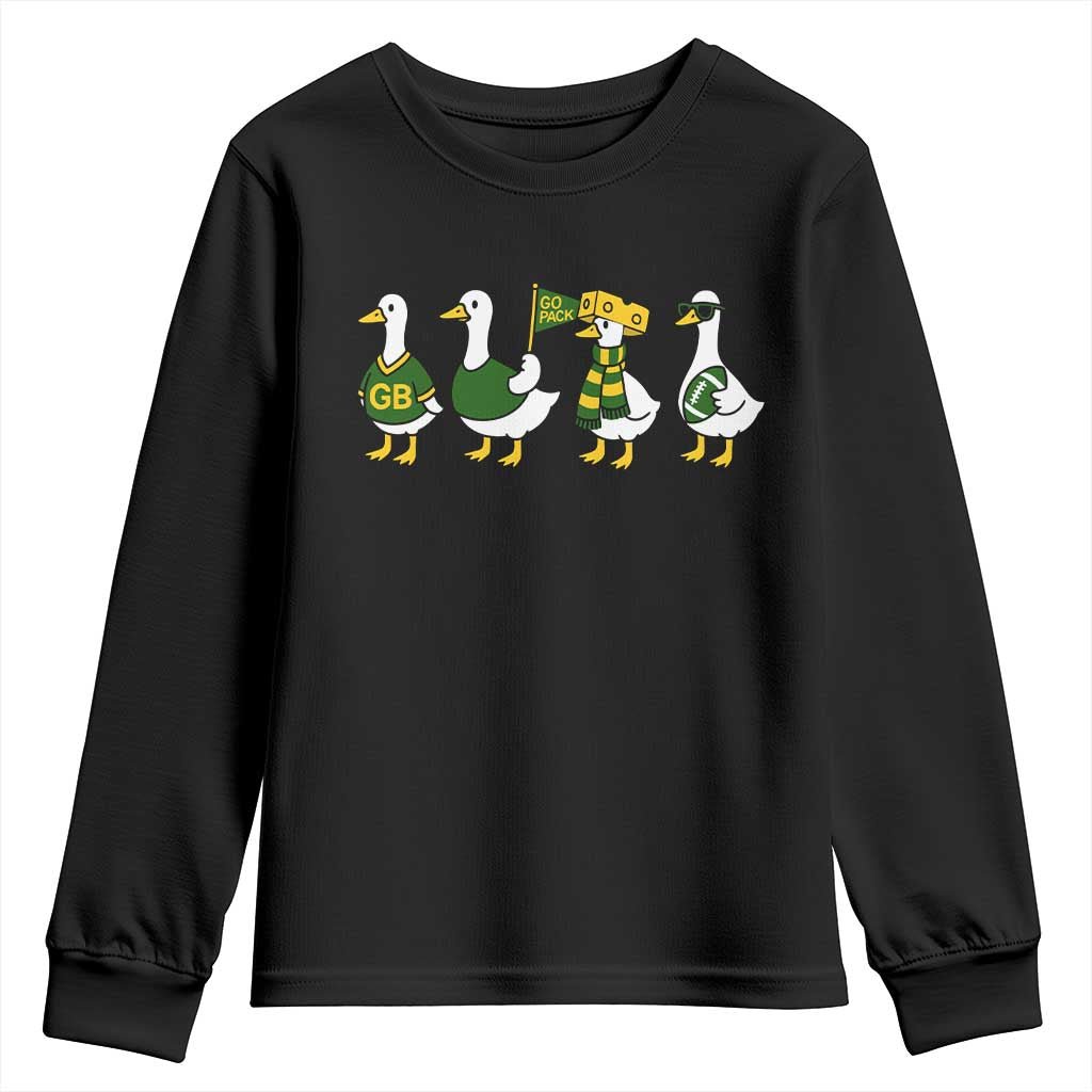 Vintage Green Bay Goose Youth Sweatshirt Funny Silly Gooses Football TS10 Black Print Your Wear