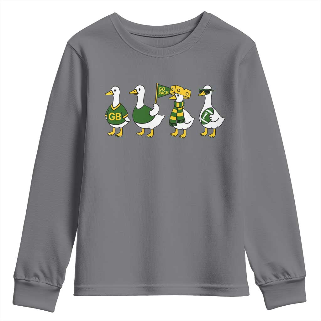 Vintage Green Bay Goose Youth Sweatshirt Funny Silly Gooses Football TS10 Charcoal Print Your Wear