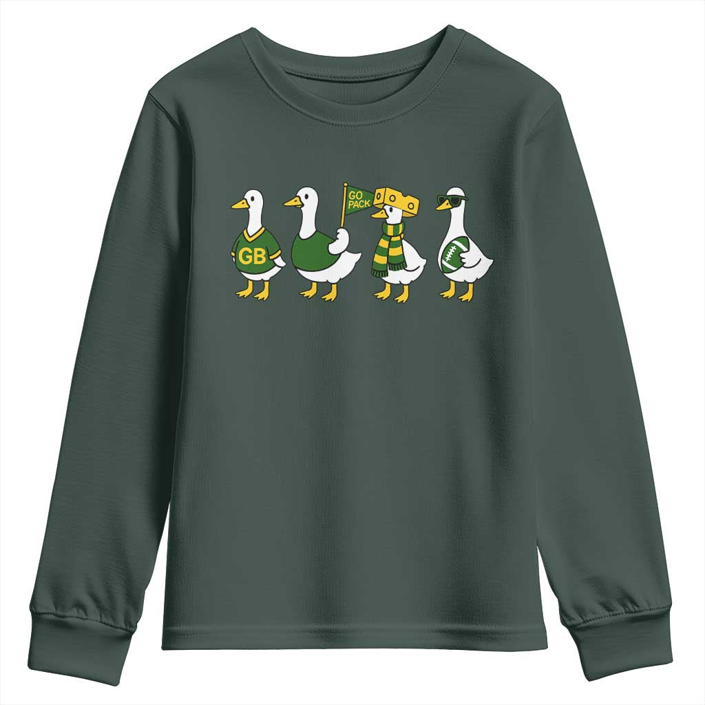 Vintage Green Bay Goose Youth Sweatshirt Funny Silly Gooses Football TS10 Dark Forest Green Print Your Wear