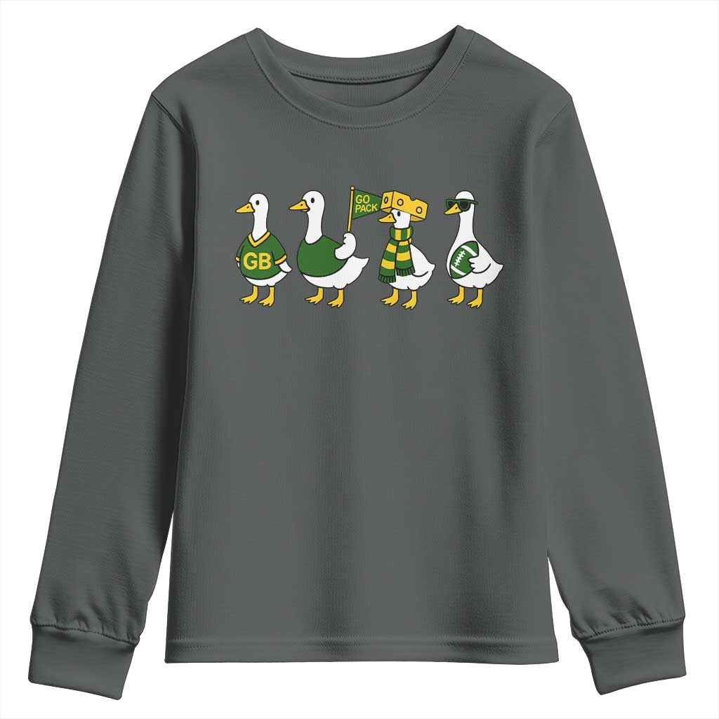 Vintage Green Bay Goose Youth Sweatshirt Funny Silly Gooses Football TS10 Dark Heather Print Your Wear