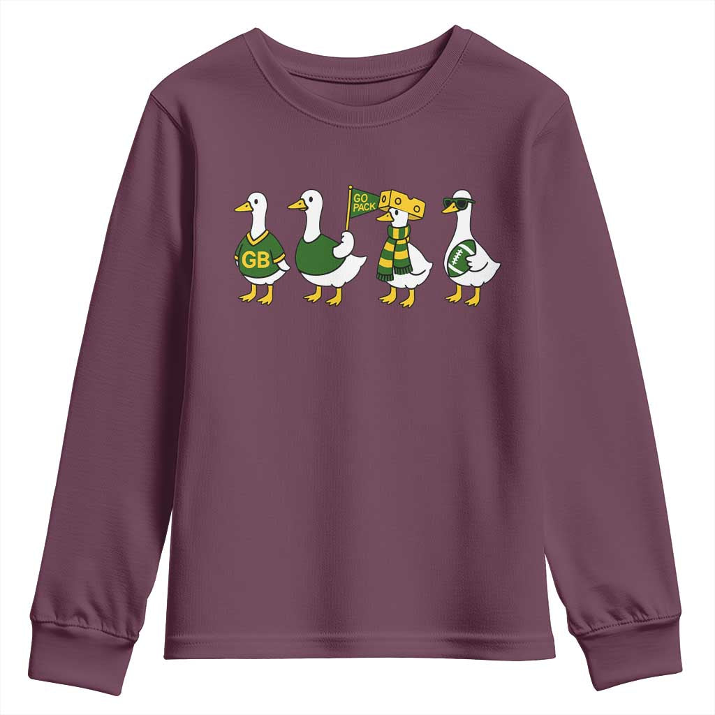 Vintage Green Bay Goose Youth Sweatshirt Funny Silly Gooses Football TS10 Maroon Print Your Wear