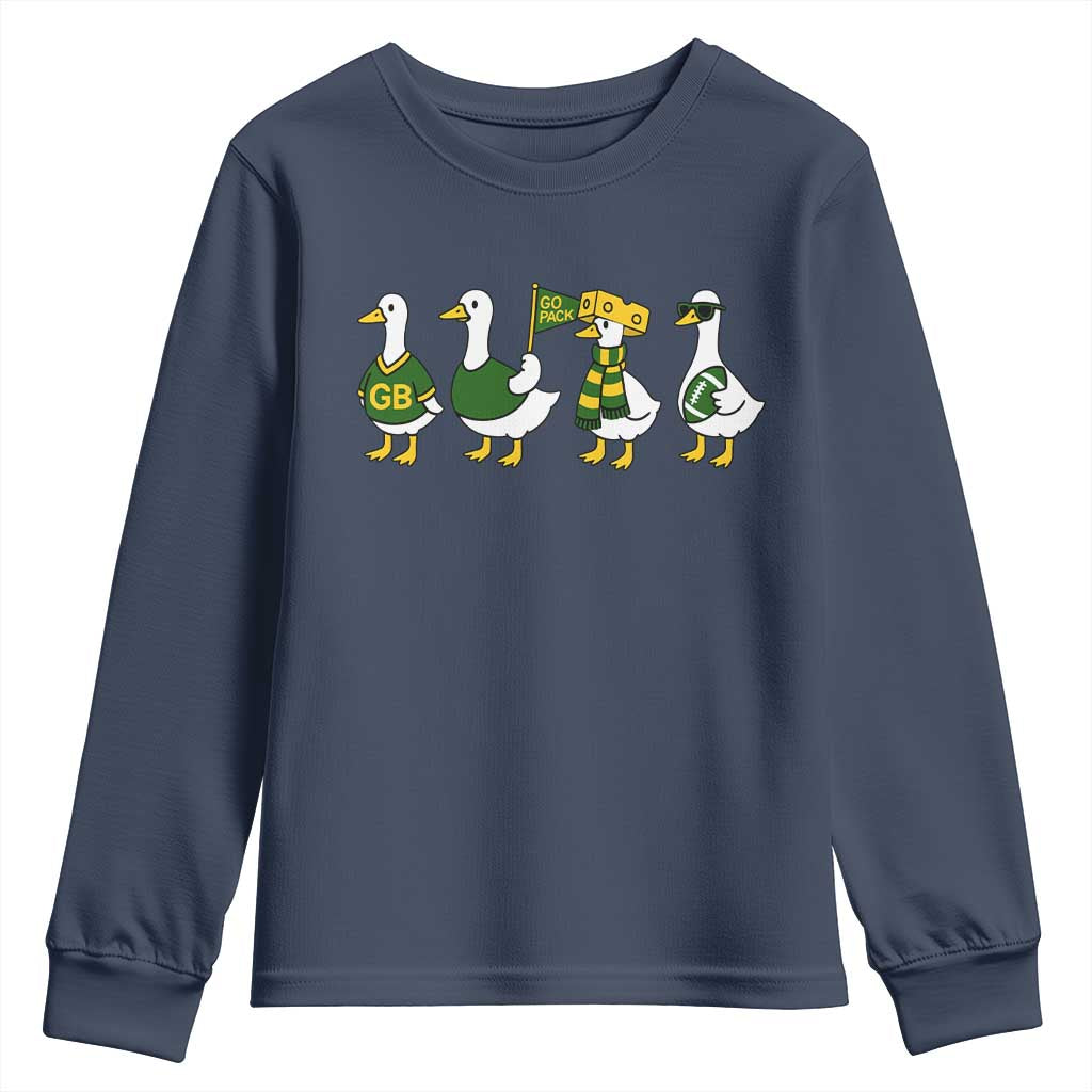 Vintage Green Bay Goose Youth Sweatshirt Funny Silly Gooses Football TS10 Navy Print Your Wear