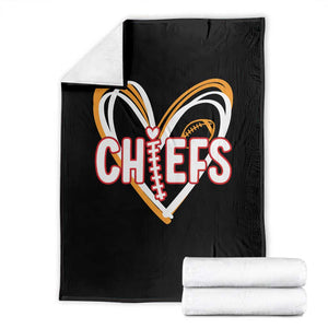 KC Game Day Throw Blanket Retro Sports Fan Football Team Heart Graphic TS10 Black Print Your Wear