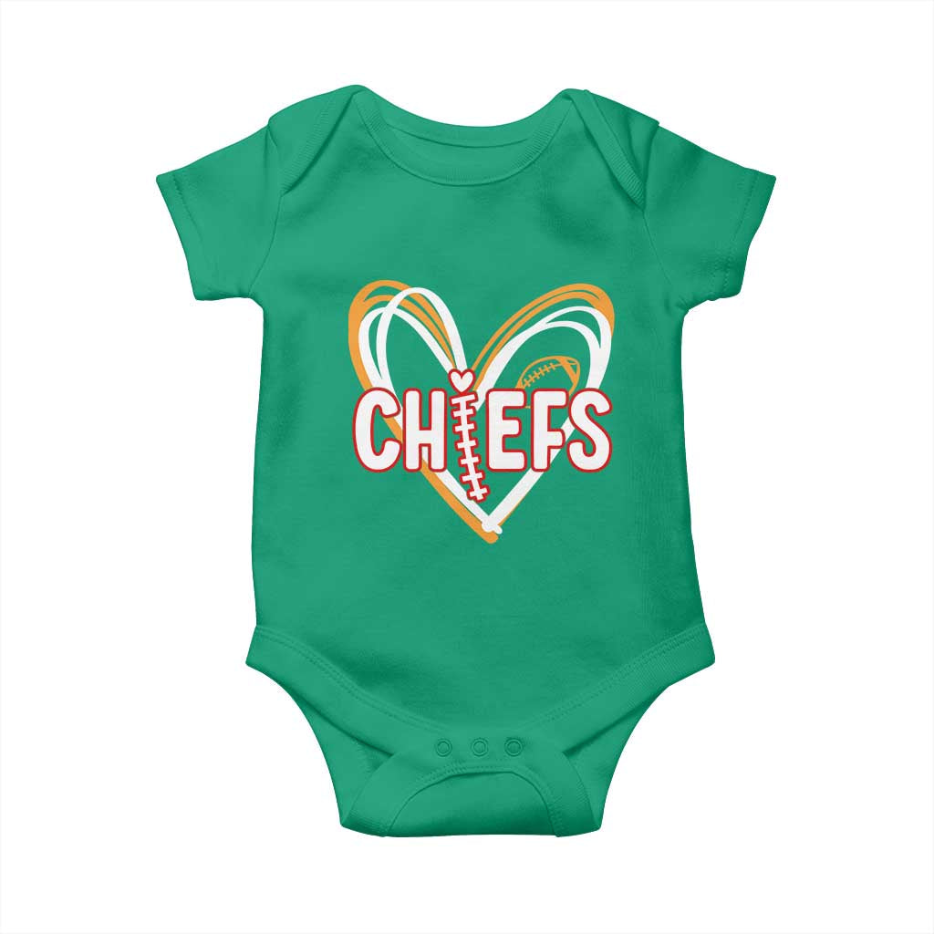 KC Game Day Baby Onesie Retro Sports Fan Football Team Heart Graphic TS10 Irish Green Print Your Wear