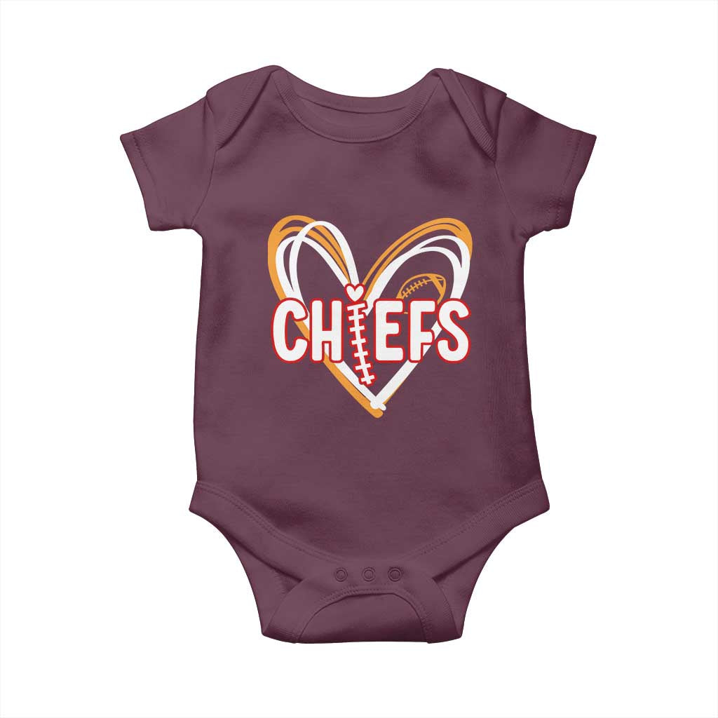 KC Game Day Baby Onesie Retro Sports Fan Football Team Heart Graphic TS10 Maroon Print Your Wear