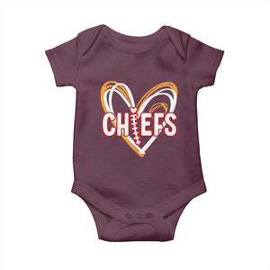 KC Game Day Baby Onesie Retro Sports Fan Football Team Heart Graphic TS10 Maroon Print Your Wear