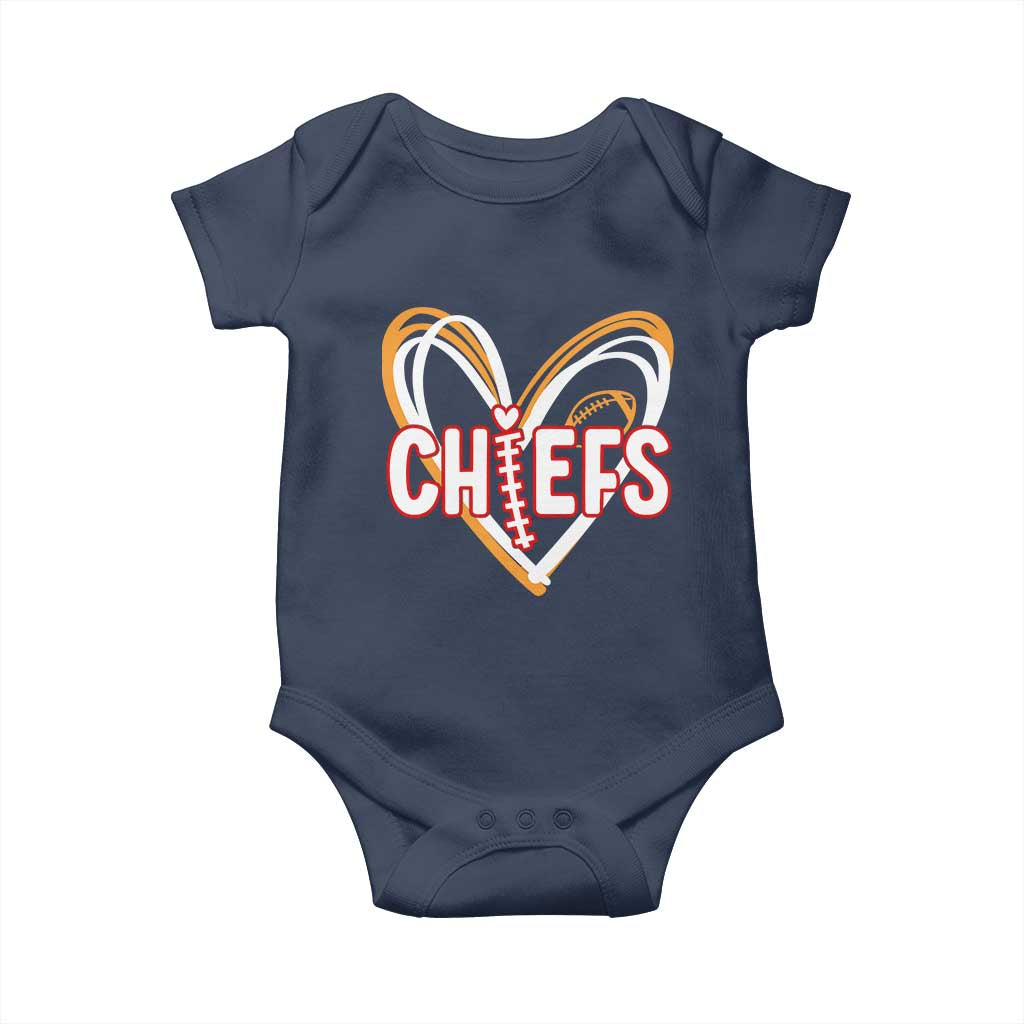 KC Game Day Baby Onesie Retro Sports Fan Football Team Heart Graphic TS10 Navy Print Your Wear