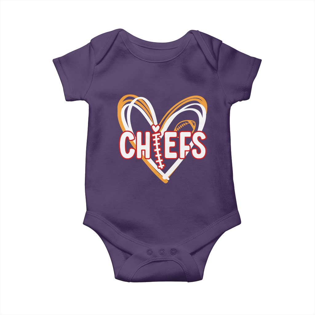 KC Game Day Baby Onesie Retro Sports Fan Football Team Heart Graphic TS10 Purple Print Your Wear