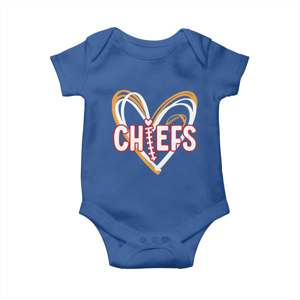 KC Game Day Baby Onesie Retro Sports Fan Football Team Heart Graphic TS10 Royal Blue Print Your Wear