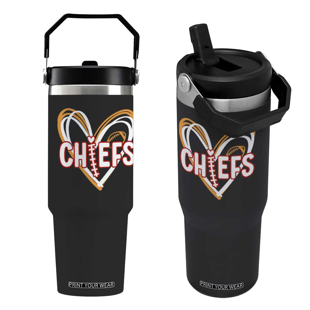 KC Game Day Flip Straw Tumbler Retro Sports Fan Football Team Heart Graphic TS10 One Size: 30 oz Black Print Your Wear