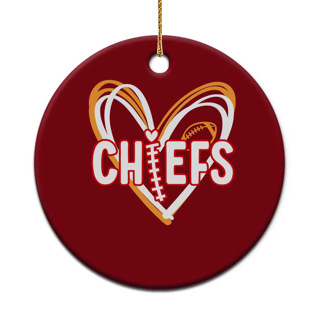 KC Game Day Ceramic Ornament Retro Sports Fan Football Team Heart Graphic TS10 1pc Red Print Your Wear