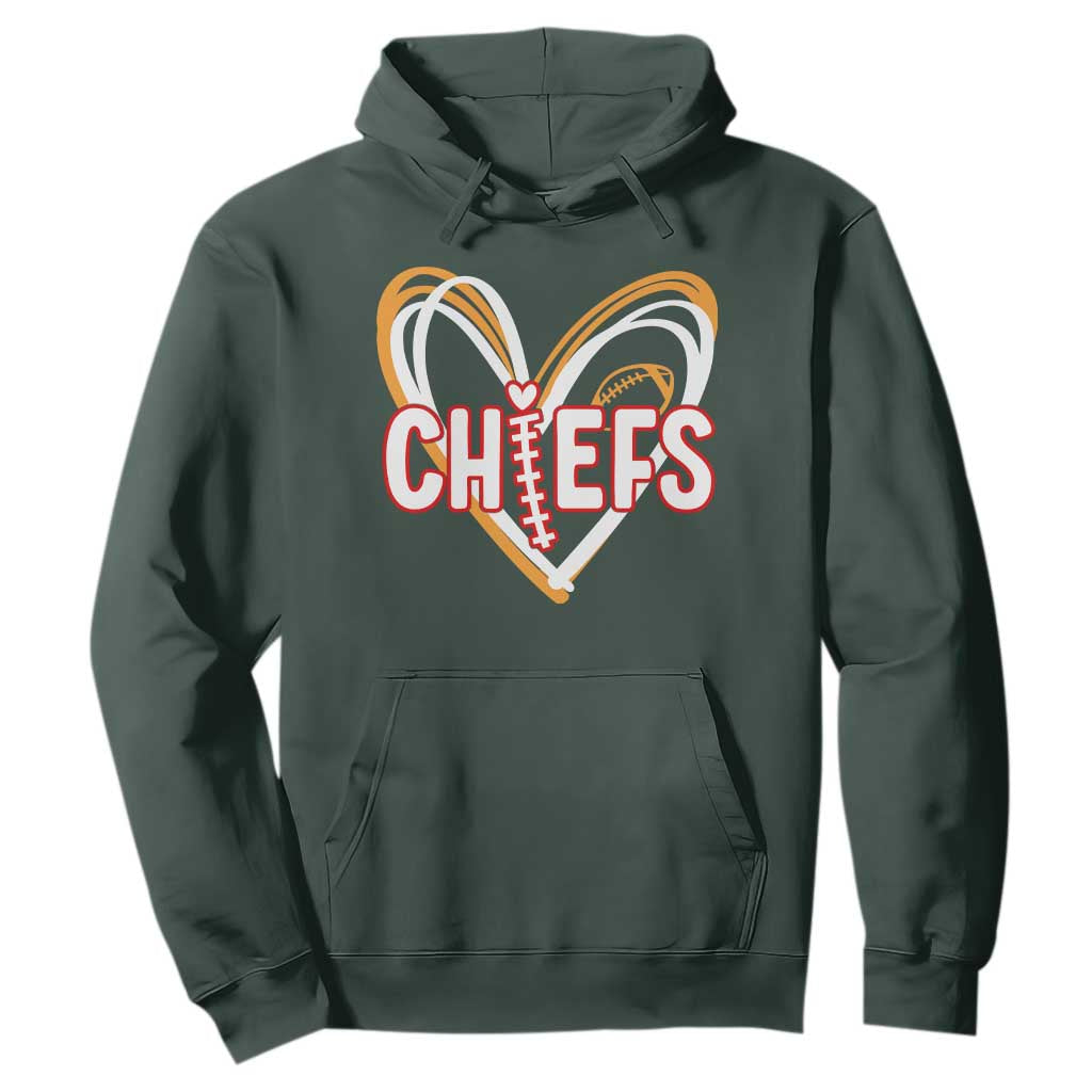 KC Game Day Hoodie Retro Sports Fan Football Team Heart Graphic TS10 Dark Forest Green Print Your Wear
