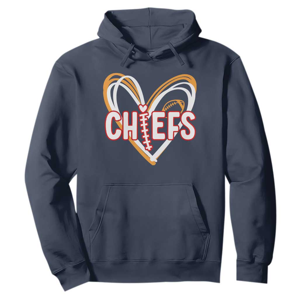 KC Game Day Hoodie Retro Sports Fan Football Team Heart Graphic TS10 Navy Print Your Wear