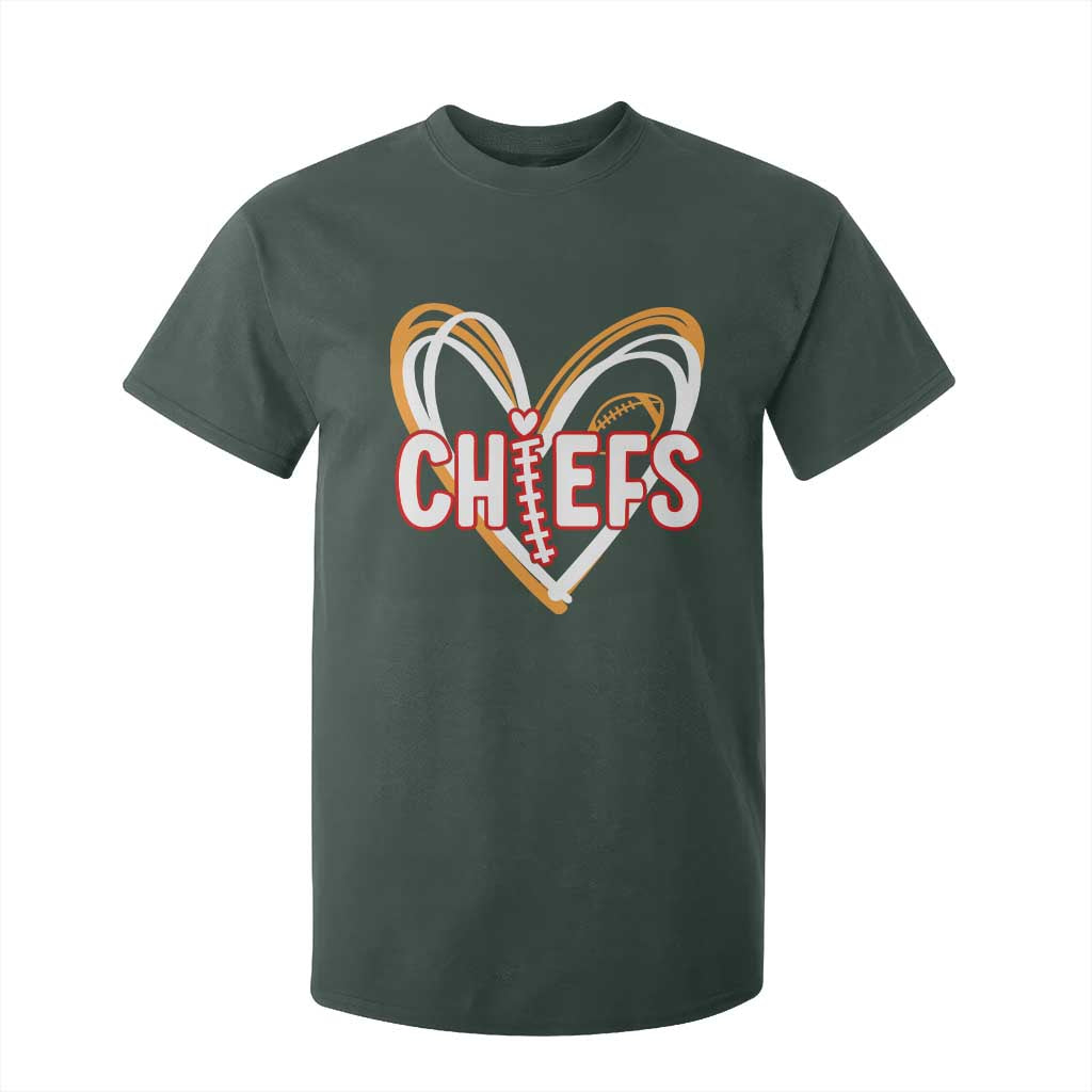 KC Game Day T Shirt For Kid Retro Sports Fan Football Team Heart Graphic TS10 Dark Forest Green Print Your Wear