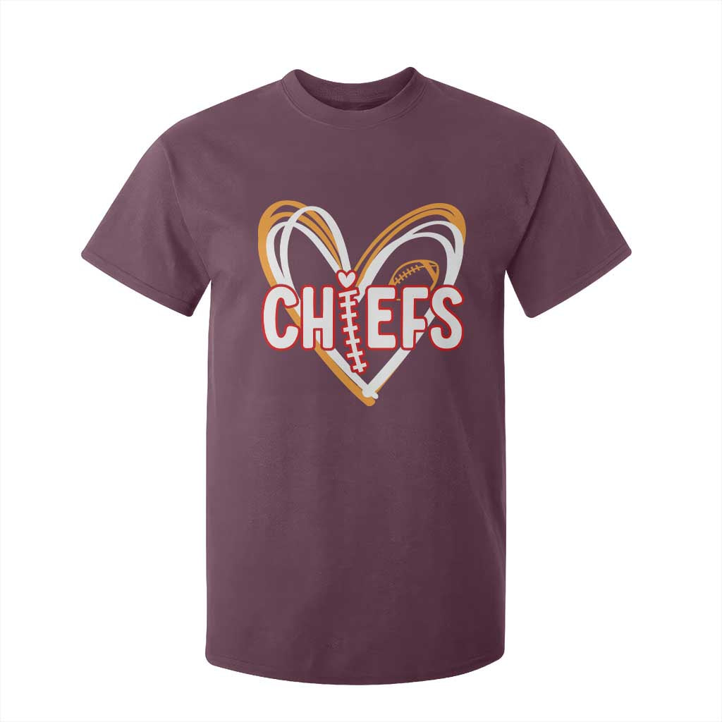 KC Game Day T Shirt For Kid Retro Sports Fan Football Team Heart Graphic TS10 Maroon Print Your Wear