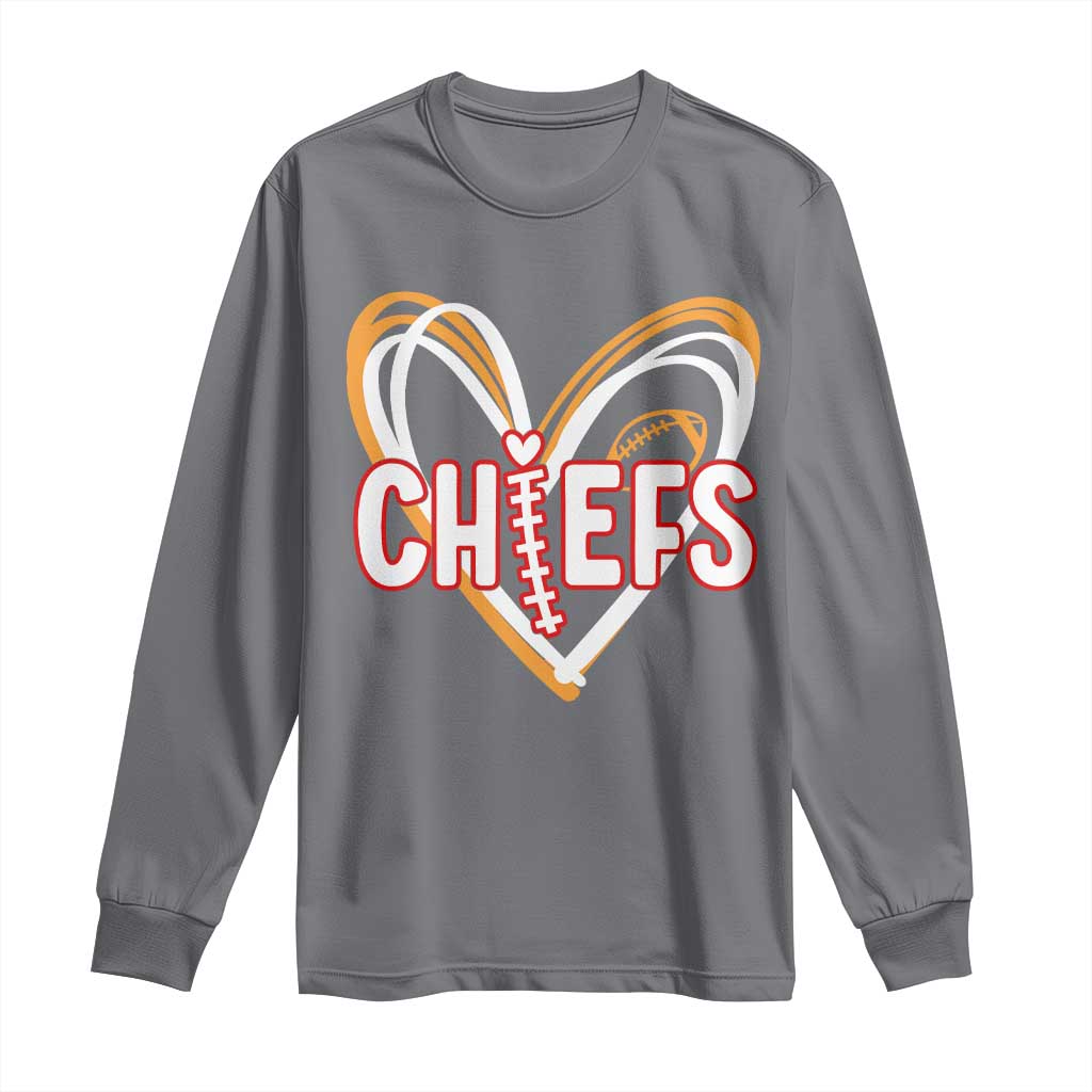 KC Game Day Long Sleeve Shirt Retro Sports Fan Football Team Heart Graphic TS10 Charcoal Print Your Wear