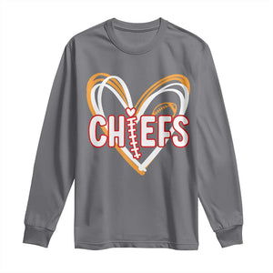 KC Game Day Long Sleeve Shirt Retro Sports Fan Football Team Heart Graphic TS10 Charcoal Print Your Wear