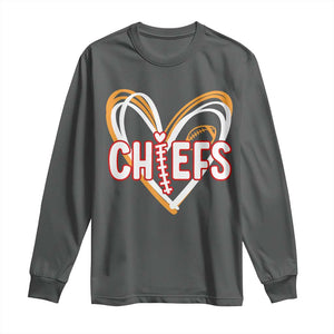 KC Game Day Long Sleeve Shirt Retro Sports Fan Football Team Heart Graphic TS10 Dark Heather Print Your Wear