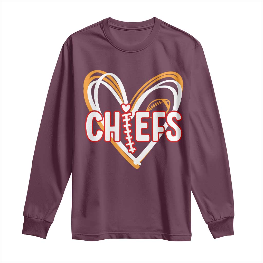 KC Game Day Long Sleeve Shirt Retro Sports Fan Football Team Heart Graphic TS10 Maroon Print Your Wear