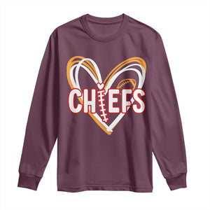 KC Game Day Long Sleeve Shirt Retro Sports Fan Football Team Heart Graphic TS10 Maroon Print Your Wear