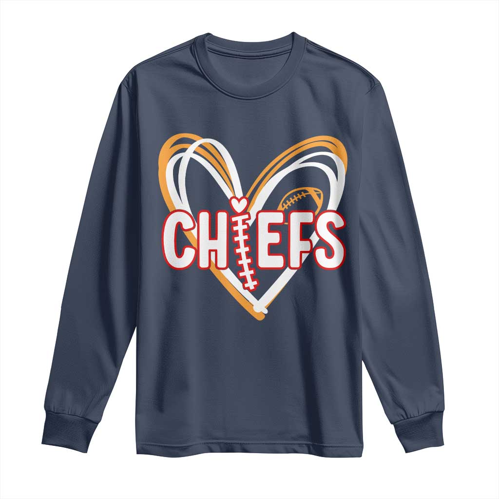 KC Game Day Long Sleeve Shirt Retro Sports Fan Football Team Heart Graphic TS10 Navy Print Your Wear