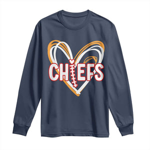 KC Game Day Long Sleeve Shirt Retro Sports Fan Football Team Heart Graphic TS10 Navy Print Your Wear