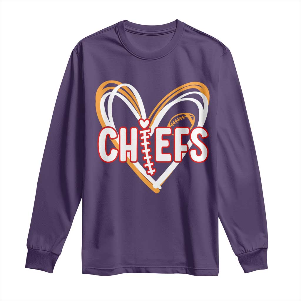 KC Game Day Long Sleeve Shirt Retro Sports Fan Football Team Heart Graphic TS10 Purple Print Your Wear
