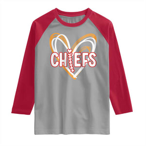 KC Game Day Raglan Shirt Retro Sports Fan Football Team Heart Graphic TS10 Sport Gray Red Print Your Wear