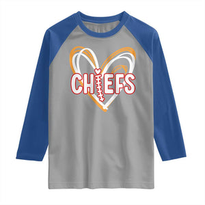 KC Game Day Raglan Shirt Retro Sports Fan Football Team Heart Graphic TS10 Sport Gray Royal Print Your Wear