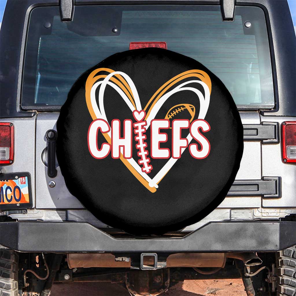 KC Game Day Spare Tire Cover - Retro Sports Fan Football Team Heart Graphic Kansas City TS10 No hole Black Print Your Wear