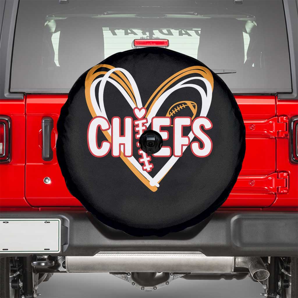 KC Game Day Spare Tire Cover - Retro Sports Fan Football Team Heart Graphic Kansas City TS10 Black Print Your Wear