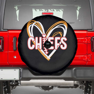 KC Game Day Spare Tire Cover - Retro Sports Fan Football Team Heart Graphic Kansas City TS10 Black Print Your Wear