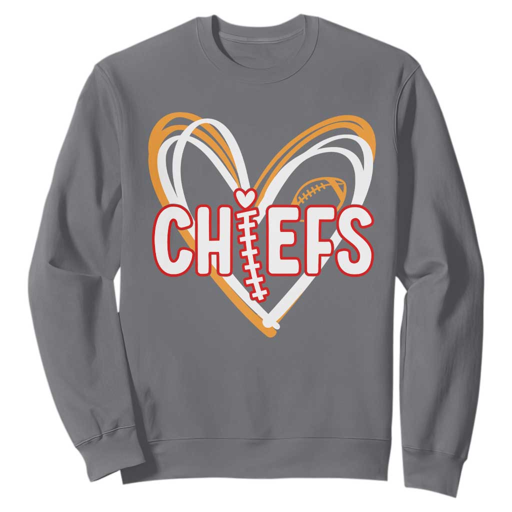 KC Game Day Sweatshirt Retro Sports Fan Football Team Heart Graphic TS10 Charcoal Print Your Wear