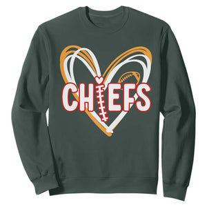 KC Game Day Sweatshirt Retro Sports Fan Football Team Heart Graphic TS10 Dark Forest Green Print Your Wear