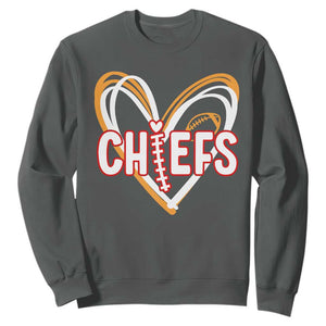 KC Game Day Sweatshirt Retro Sports Fan Football Team Heart Graphic TS10 Dark Heather Print Your Wear