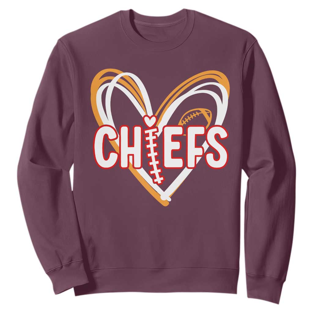 KC Game Day Sweatshirt Retro Sports Fan Football Team Heart Graphic TS10 Maroon Print Your Wear