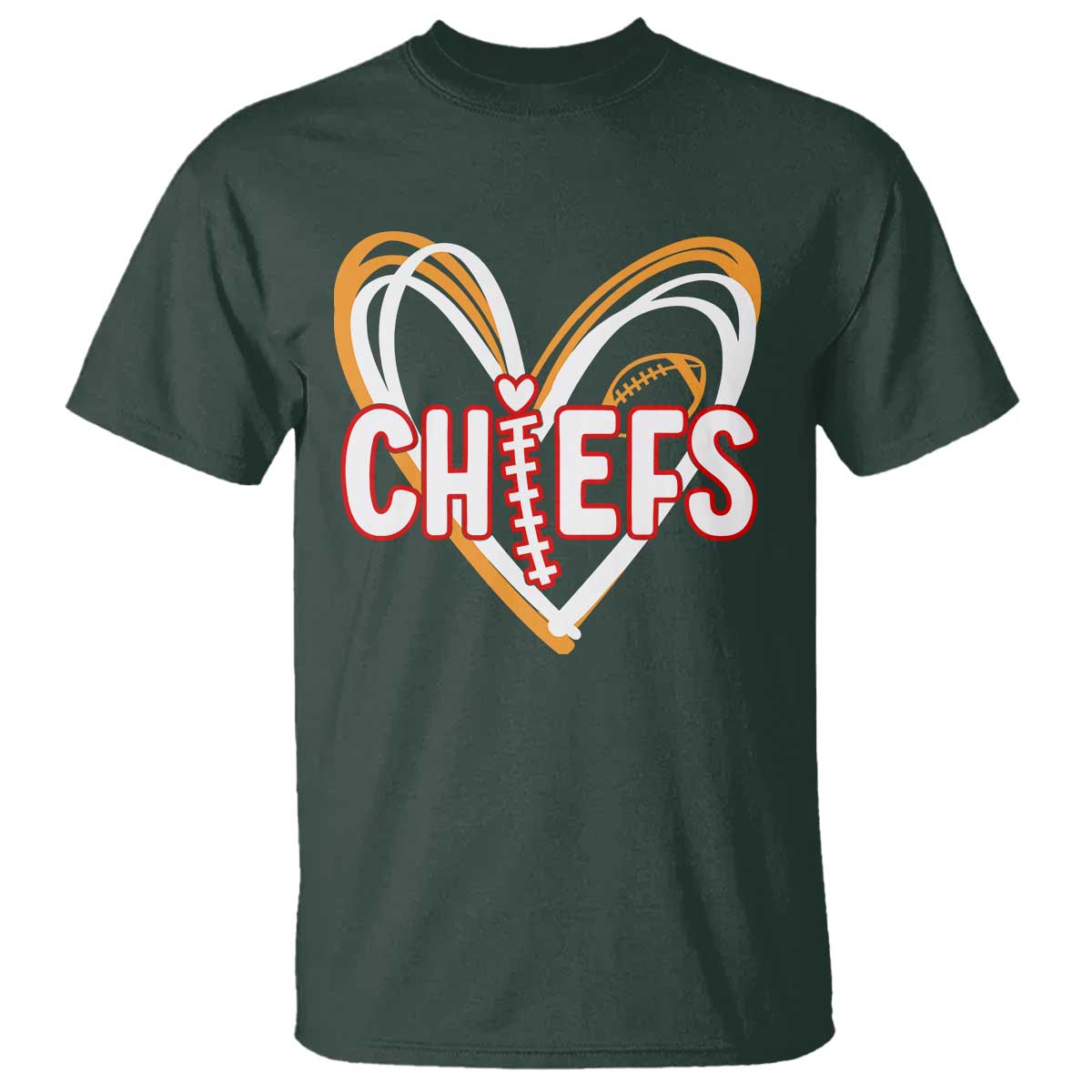 KC Game Day T Shirt Retro Sports Fan Football Team Heart Graphic TS10 Dark Forest Green Print Your Wear