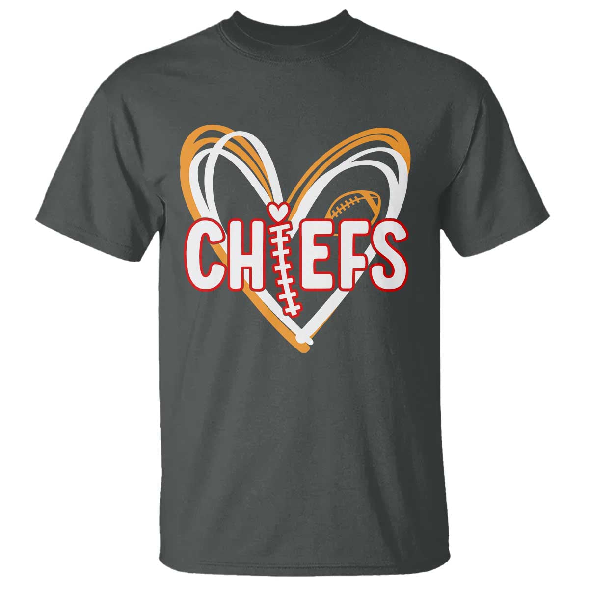 KC Game Day T Shirt Retro Sports Fan Football Team Heart Graphic TS10 Dark Heather Print Your Wear
