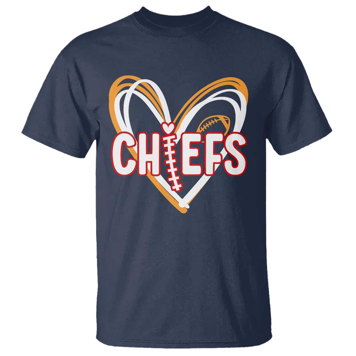 KC Game Day T Shirt Retro Sports Fan Football Team Heart Graphic TS10 Navy Print Your Wear