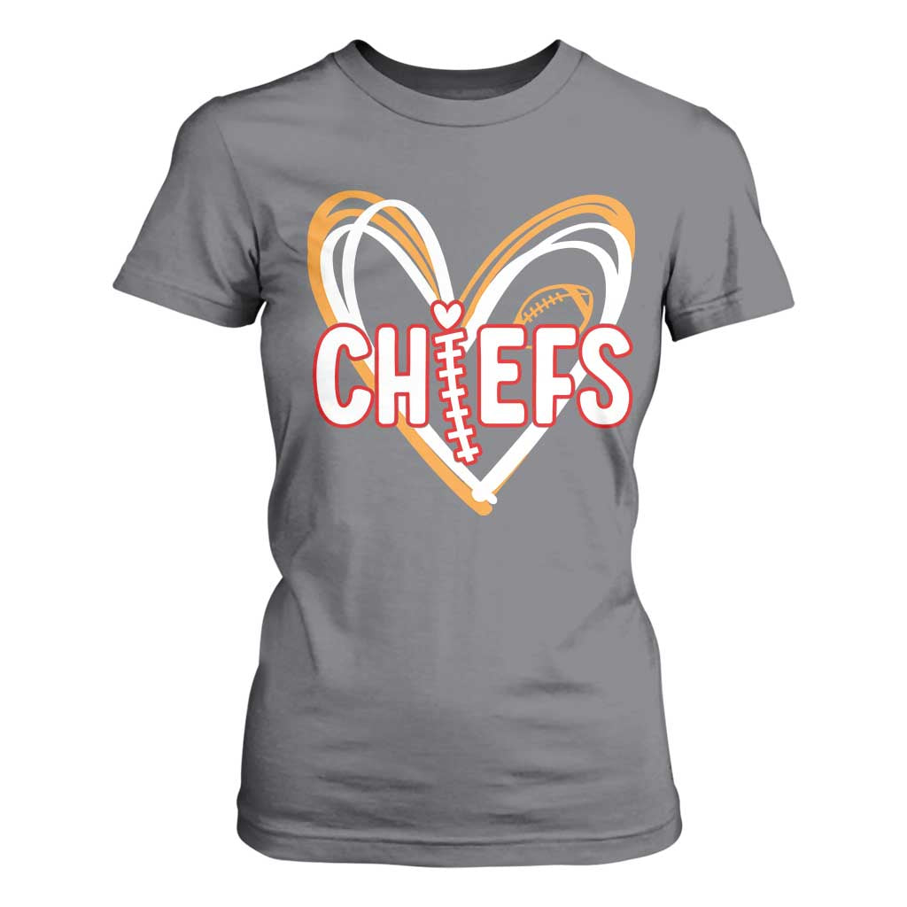 KC Game Day T Shirt For Women Retro Sports Fan Football Team Heart Graphic TS10 Charcoal Print Your Wear