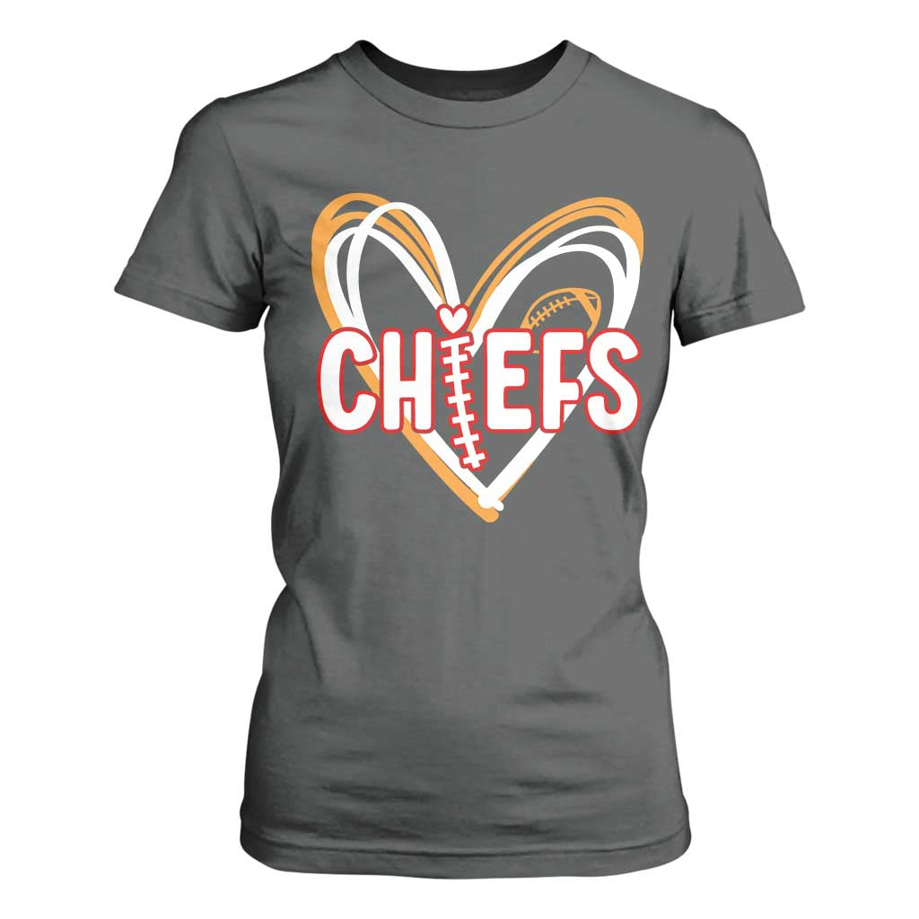 KC Game Day T Shirt For Women Retro Sports Fan Football Team Heart Graphic TS10 Dark Heather Print Your Wear