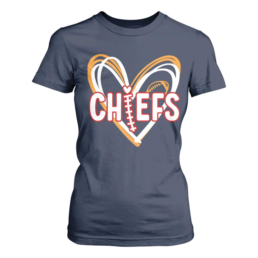 KC Game Day T Shirt For Women Retro Sports Fan Football Team Heart Graphic TS10 Navy Print Your Wear