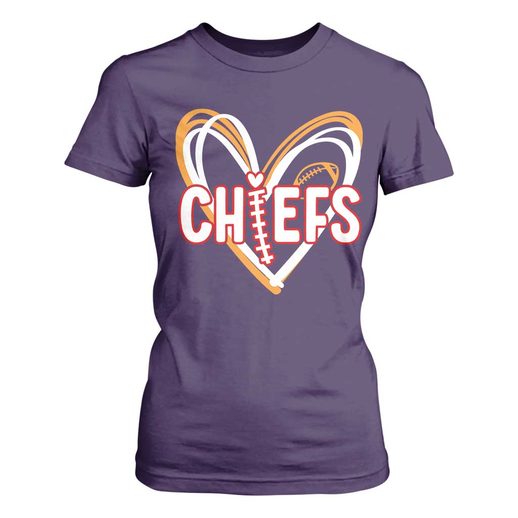 KC Game Day T Shirt For Women Retro Sports Fan Football Team Heart Graphic TS10 Purple Print Your Wear