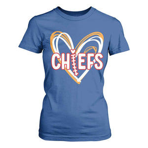 KC Game Day T Shirt For Women Retro Sports Fan Football Team Heart Graphic TS10 Royal Blue Print Your Wear