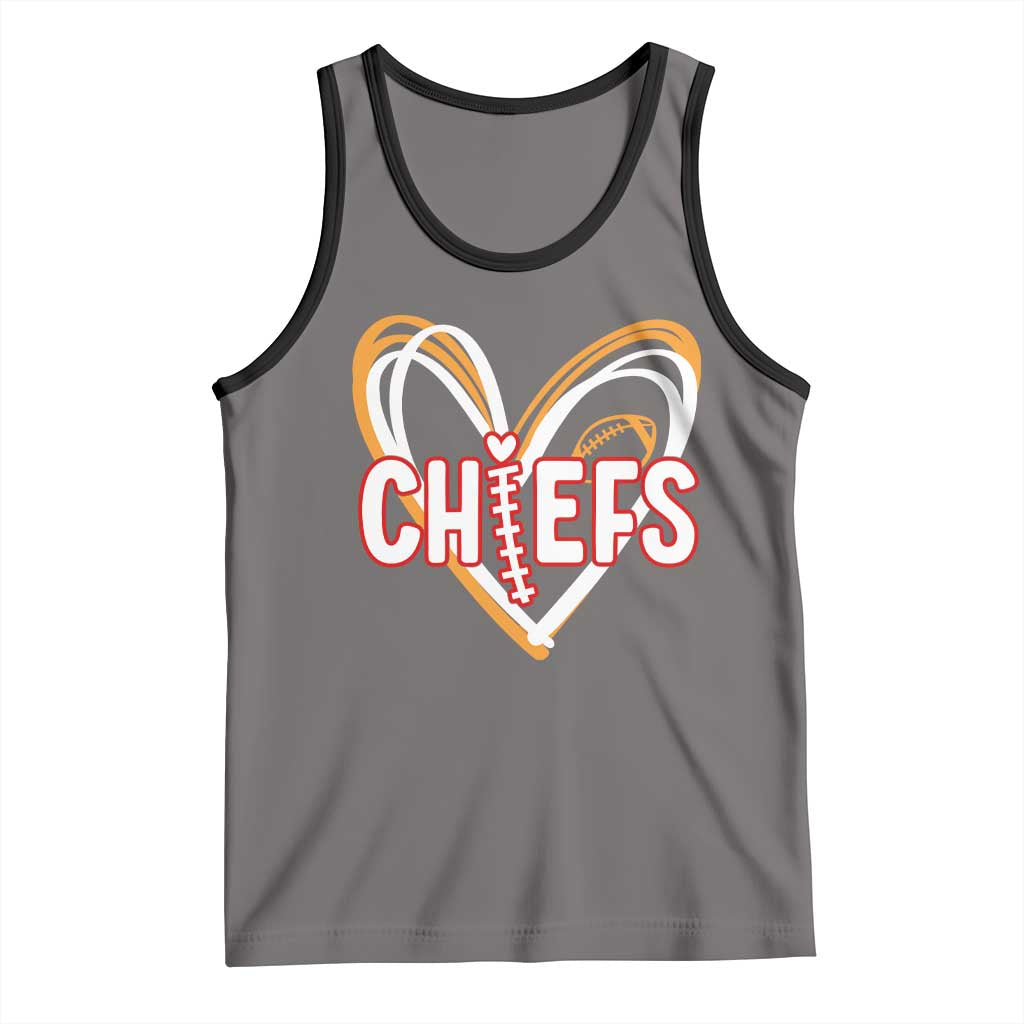 KC Game Day Tank Top Retro Sports Fan Football Team Heart Graphic TS10 Deep Heather Black Print Your Wear