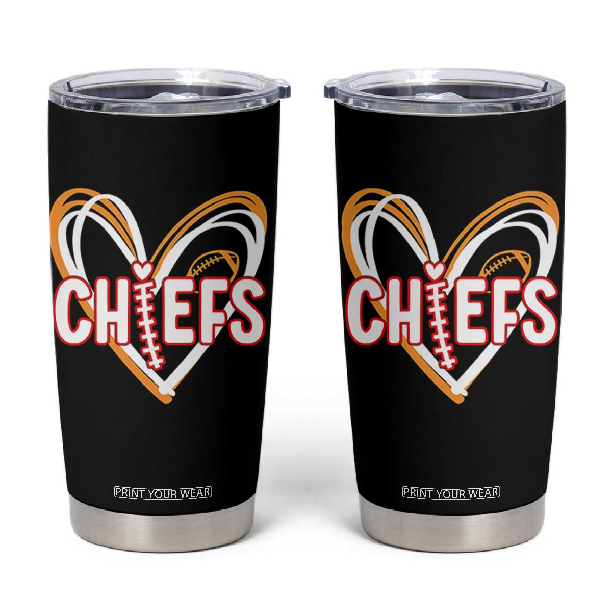 KC Game Day Tumbler Cup Retro Sports Fan Football Team Heart Graphic TS10 Black Print Your Wear