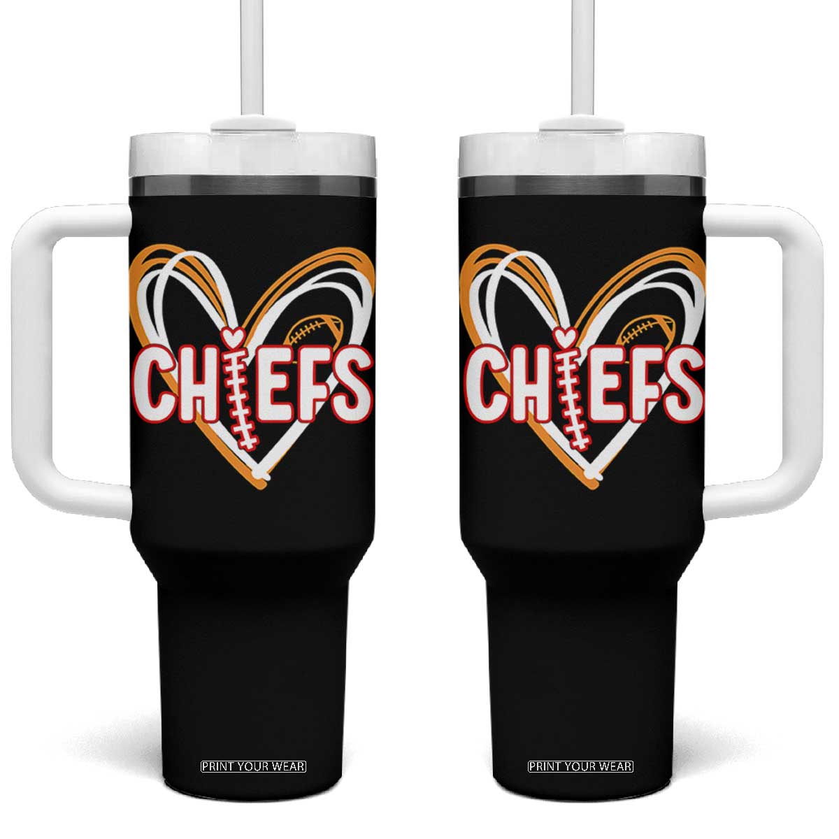 KC Game Day Tumbler With Handle Retro Sports Fan Football Team Heart Graphic TS10 One Size: 40 oz Black Print Your Wear